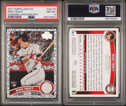 2011 Topps update series Mike Trout RC Diamond Anniversary US175  PSA 8 