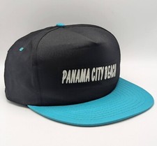 VTG Panama City Beach Snapback Cap Hat Vintage Teal Black Missing 80s 90s