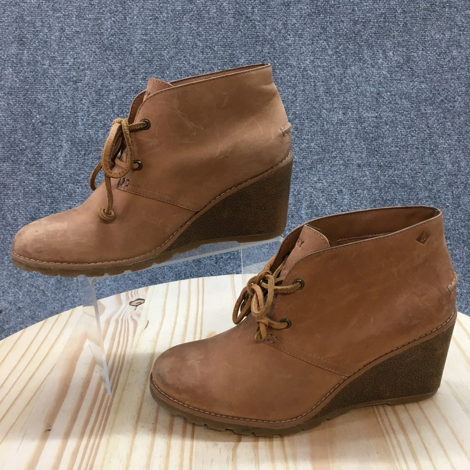 Sperry ботинки женщин 8,5 М Celeste Prow ботинок коричневый кожаный на танкетке STS80147 - Изображение 2 из 4