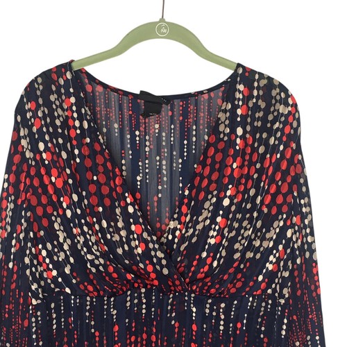 Lane Bryant Woman Red White Blue Boho AmericanaBabydoll Top Blouse Sz 18/20 - Picture 3 of 11