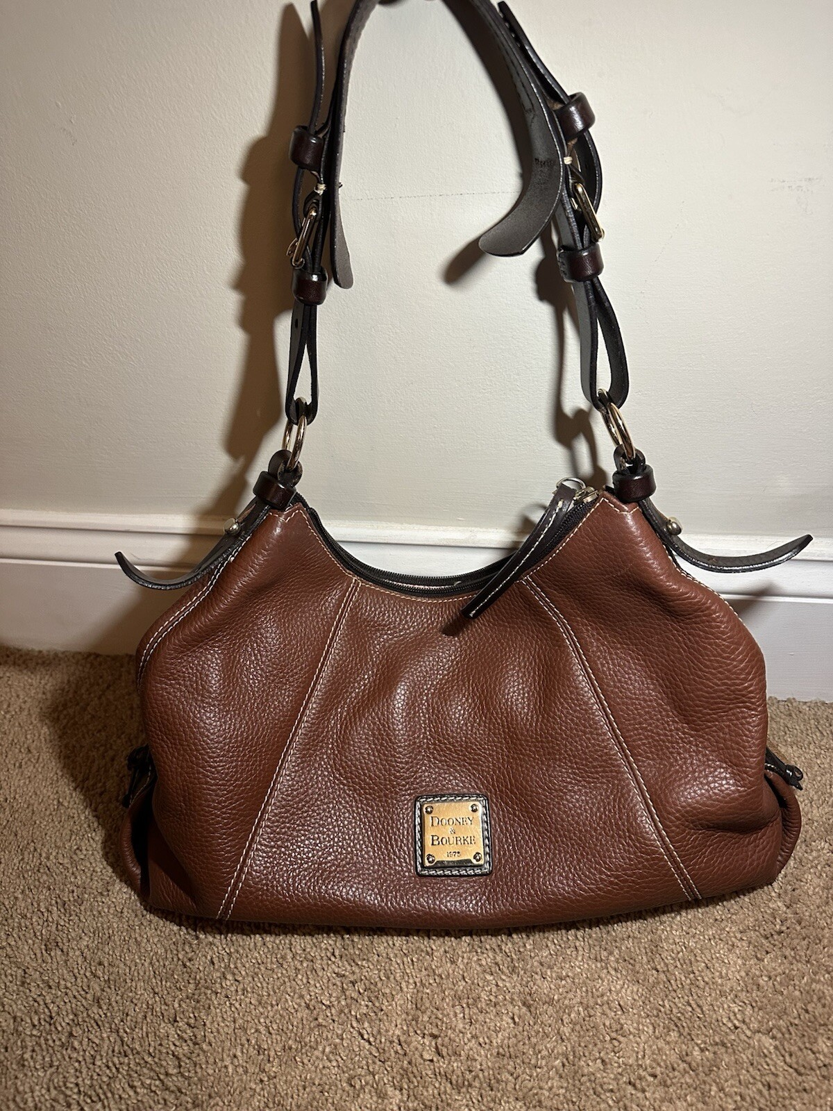 Dooney And Bourke Handbag Vintage Shoulder Purse Brown Leather