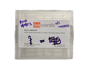 (100/Pk) IBIS 250uL Glass Polyspring Bottom Vial Inserts 29x6mm 4052-629