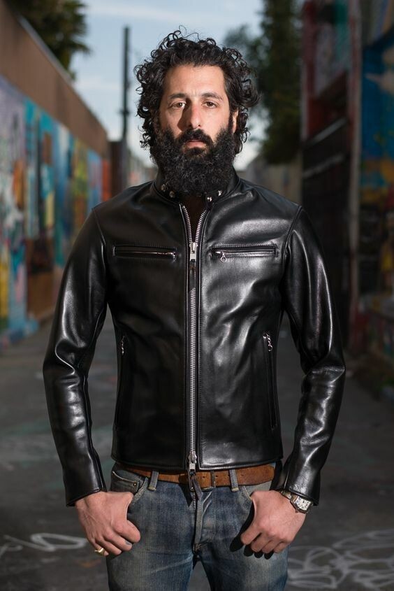 ジャケット・アウター FORSOMEONE / FO MOTO JACKET COW LEATHER Men Moto Cow Hide Motorcycle Real Leather Jacket C131 XS Black at