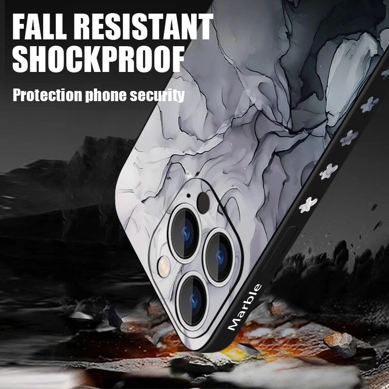 For iPhone 16 15 Pro Max 14 13 12 Mini 11 Marble Patterned ShockProof Case Cover - Image 3 of 4