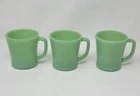 Vintage Jadeite Fire King Oven Ware Coffee Mugs D Handle Milk Glass 8 Ounces