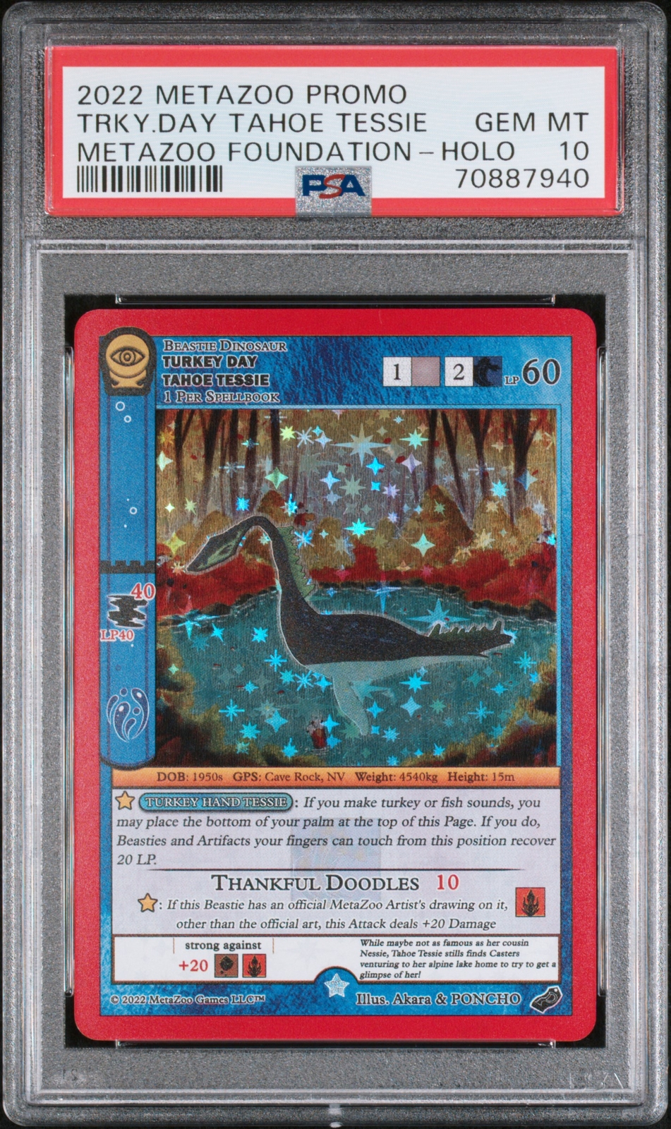 2022 METAZOO PROMO METAZOO FOUNDATION TURKEY DAY TAHOE TESSIE-HOLO PSA 10