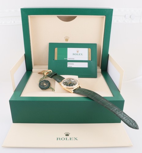 Rolex Day-Date President 118138 Green Stick Dial Green Leather Band