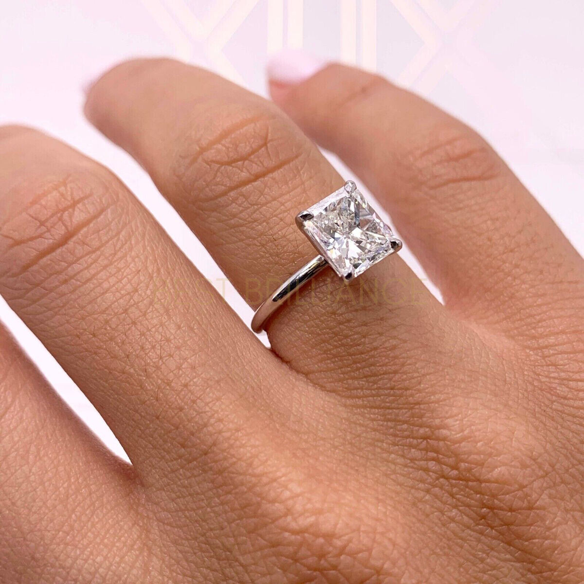 2 Carat Natural Diamond Solitaire Radiant Cut Engagement Ring in 14K White  Gold