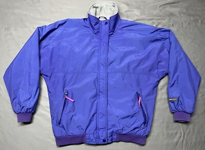 Helly Hansen Blue / Purple Fleece Lined Windbreaker Jacket Size Large Vintage
