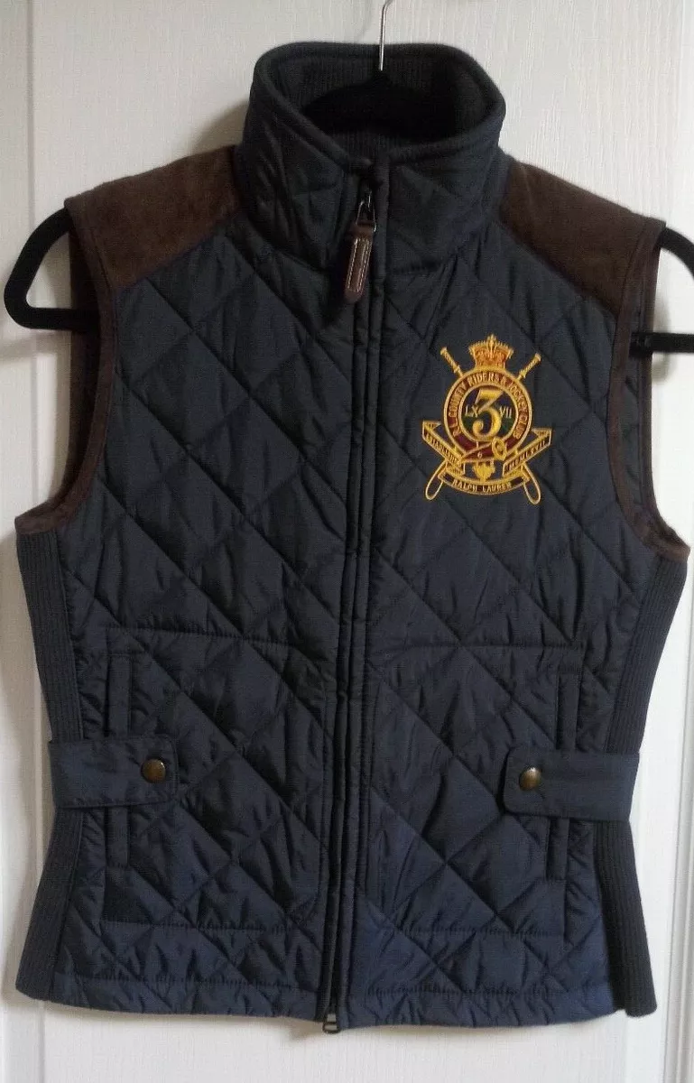 Ralph Lauren Blue Quilted Country Riders Jockey Club Vest Size S