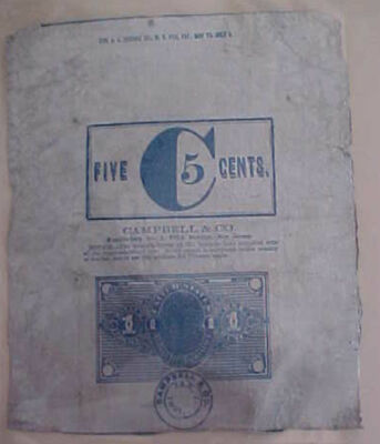 US CHEWING TOBACCO REVENUE UNLISTED 5cents 1891 BLUE CAMPBELL on HEAVY TIN  FOIL
