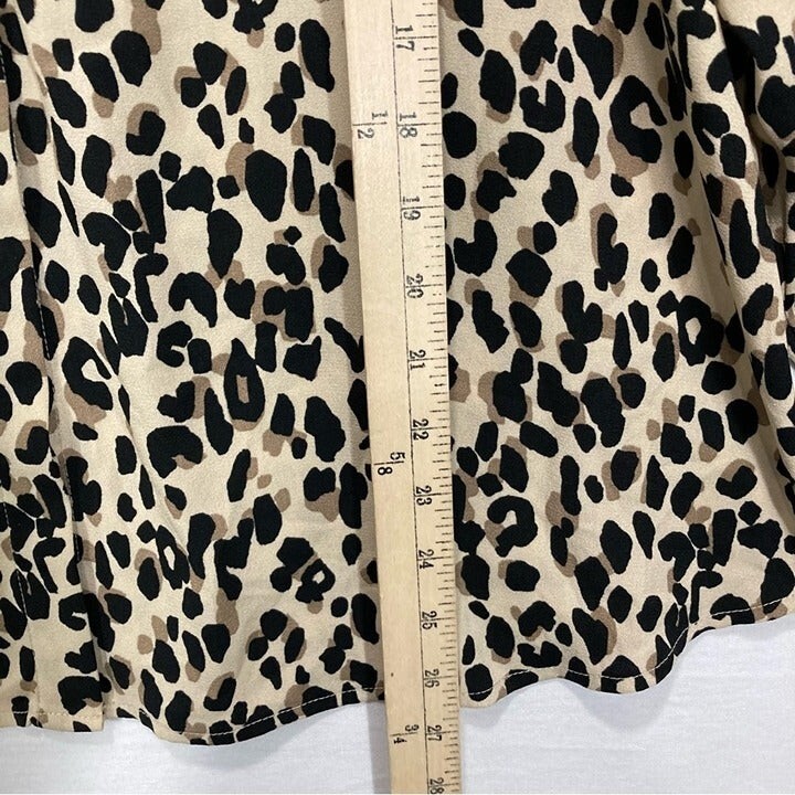 Halogen Leopard V-Neck Long Sleeve Button Down si… - image 3