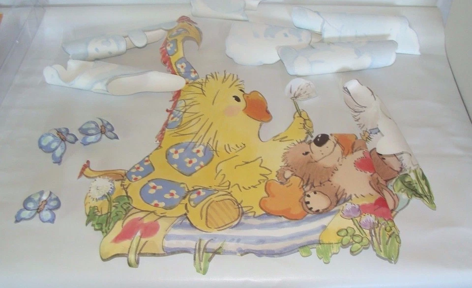 Mural de pared Suzy Zoo bebé animales guardería calcomanías nubes pato oso conejito jirafa Foto 4 de 4