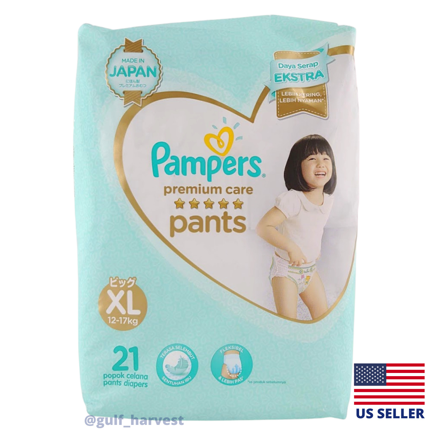 Pampers Premium Care Pants 21 Pack Diapers, Size XL (Made in