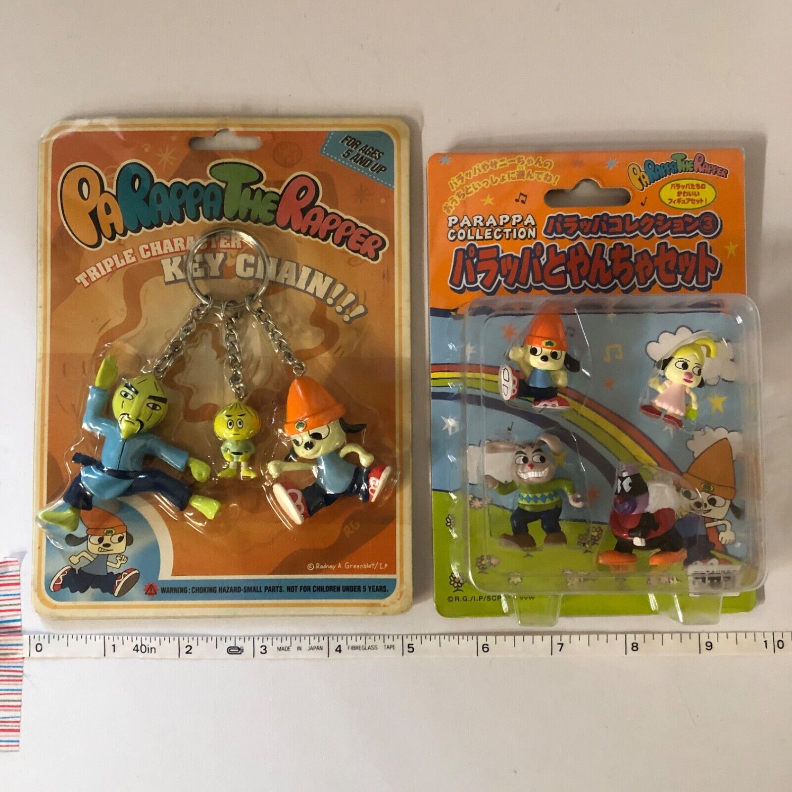 Rare PaRappa the Rapper Figure and key chain Toy 6 set in box Sunny Funny