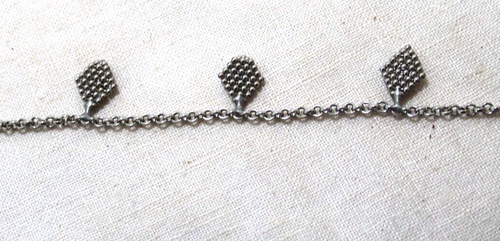 Necklace Choker Silver Metal Chain with 3 Enclosed Dangling Stones & Earring Set - Picture 7 of 7