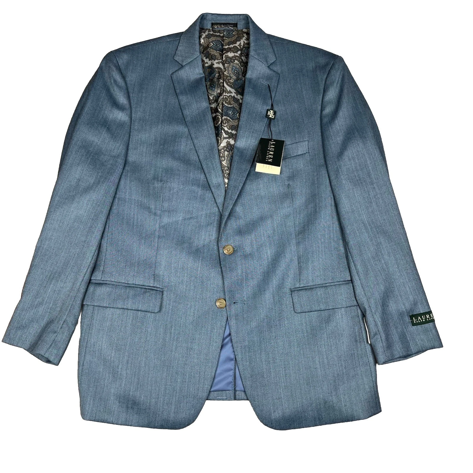 Lauren Ralph Lauren Men Polyester Rayon Blazer 44R Blue One Vent New MSRP $295