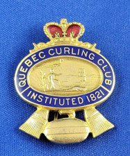 Quebec Curling Club instituted 1821 QUEBEC CITY Canada Club Curling Pin by Birks