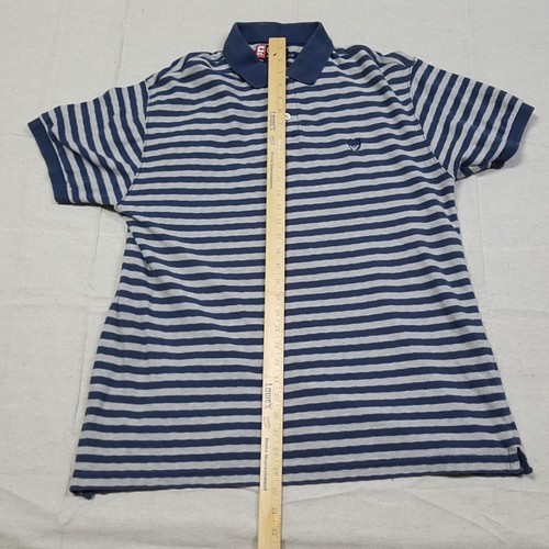 Chaps Ralph Lauren Polo Shirt Mens Large Blue Gray Striped Short Sleeve Golf - Picture 4 of 10