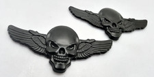 2X 3D Metall Totenkopf Flügel skull Sticker Emblem Aufkleber Auto KFZ Motorrad