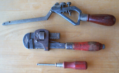 Vintage Stillson Walworth Mfg Boston Mass USA  Pipe Wrench 10   + Quad Hack Saw
