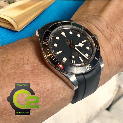 20mm BLACK FKM Caoutchouc rubber Strap Tudor Black Bay 58 BB58 Watch 79030 