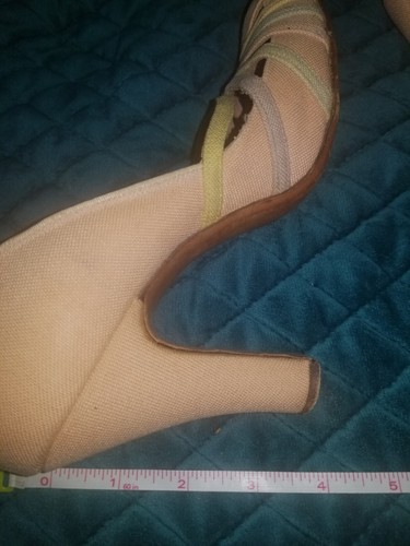 1940s TWEEDIES Peep Toe Platform Womens Vintage Shoes Heels Pumps pastel Cloth 7 - Picture 18 of 18