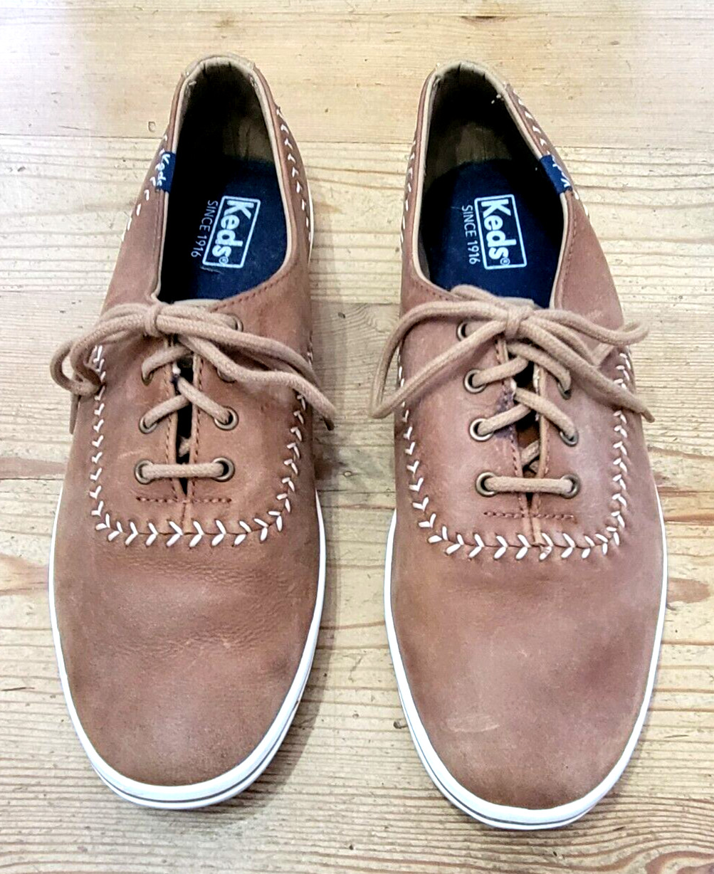 Keds Baseball Stitch Glove Brown Leather Lace Up Snea… Gem
