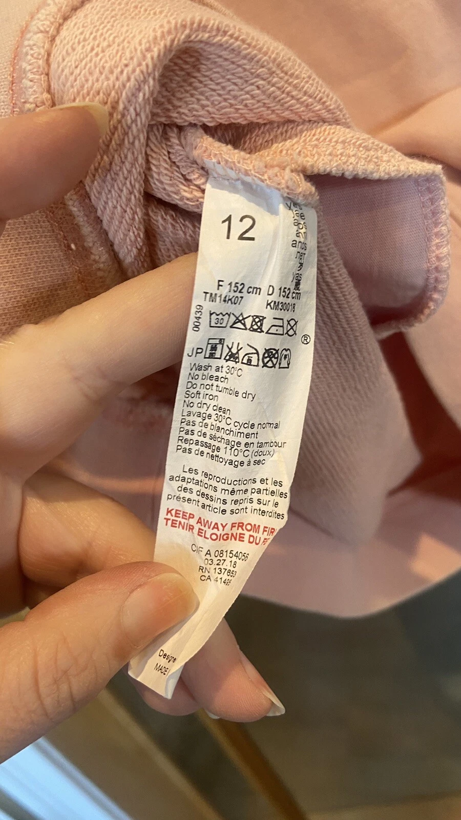 Vestito Felpa KENZO KIDS Bambina Rosa Logo Età 12!!️LEGGI!!️