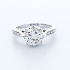 2.89ct Lab Diamonds D/SI2 Round Cut 14K White Gold Six-Prong Vintage Accent Ring