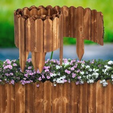LINSHRY Wood Garden Fence, 8in H x 8ft L Wood Garden Edging Decorative La...