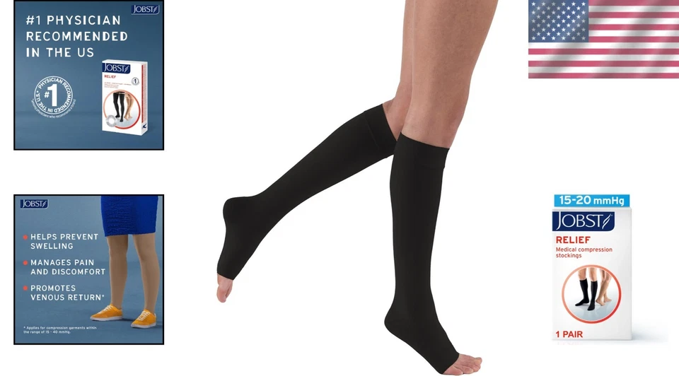 15-20 mmHg Compression Socks, Black, X-Large - Image 2 of 4
