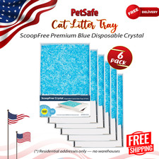 6 Pack PetSafe ScoopFree Crystal Litter Tray Disposable Blue Cat Litter Box