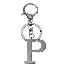 Initial Letter Keychain, Metal Alphabet Letter P Keyring, Black