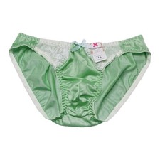 Man Hip 38-41 Inch Feminine Slippery Panties Lace Bikini Floral Embroidery Nylon