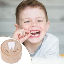 Baby Tooth Box Organizer Save Milk Teeth Wood Boy Girl Kids Storage Gift Case AU