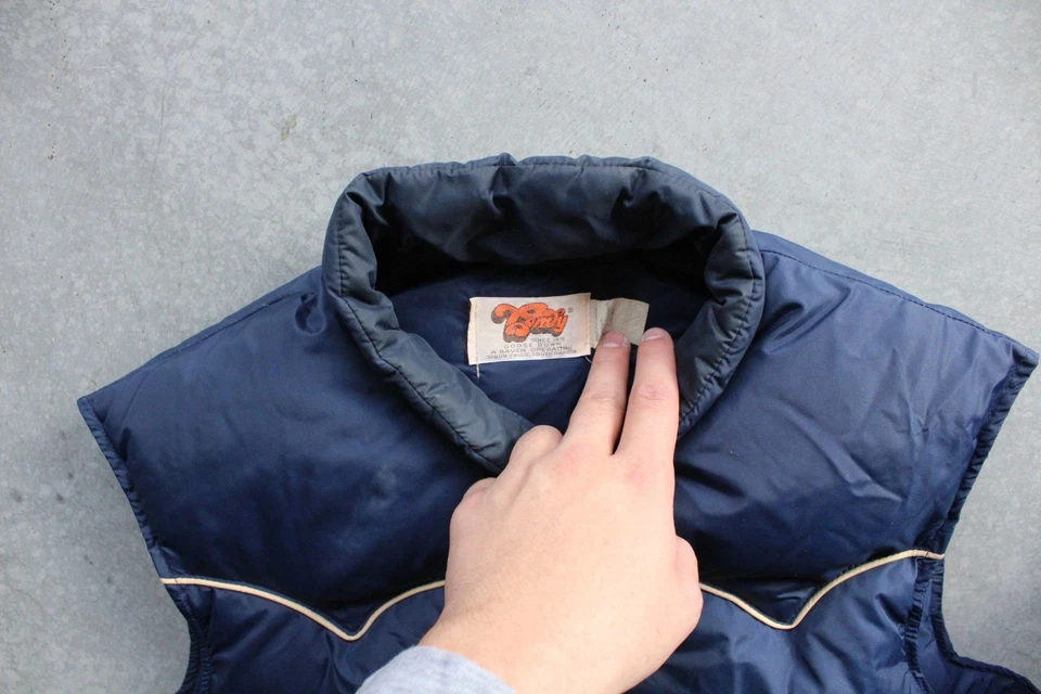 Vintage 1970s COMFY Down Insulated Puffer Vest BLUE Size Large USA - Image 3 of 4