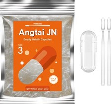 Angtai JN Empty Gelatin Capsules Size 3 (100 Count), Clear Empty Capsules Small