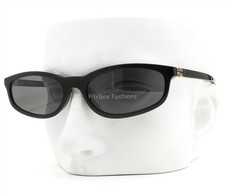 Miu Miu Sunglasses Shiny Black Gray Tinted Gold Logo SMU A06F 16K-08Z with Case