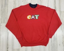 Vintage Cat Animal Spellout Embroidered Sweatshirt 90s Size XL