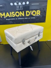 Panca Contenitore Malaga Forma Valigia In Velluto Beige Piedi Metallo