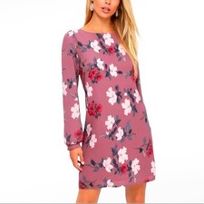 Lulus Rosalinda Mauve Floral Print Long Sleeve dress size small
