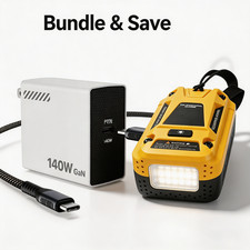 140W PD 3.1 GaN Fast Charger for DeWalt 20V Battery USB C Laptop Power Source
