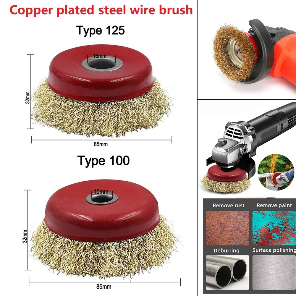 Copper/Plated Steel Wire Brush Grinding Wheel Derusting Deburring Polishing Tool