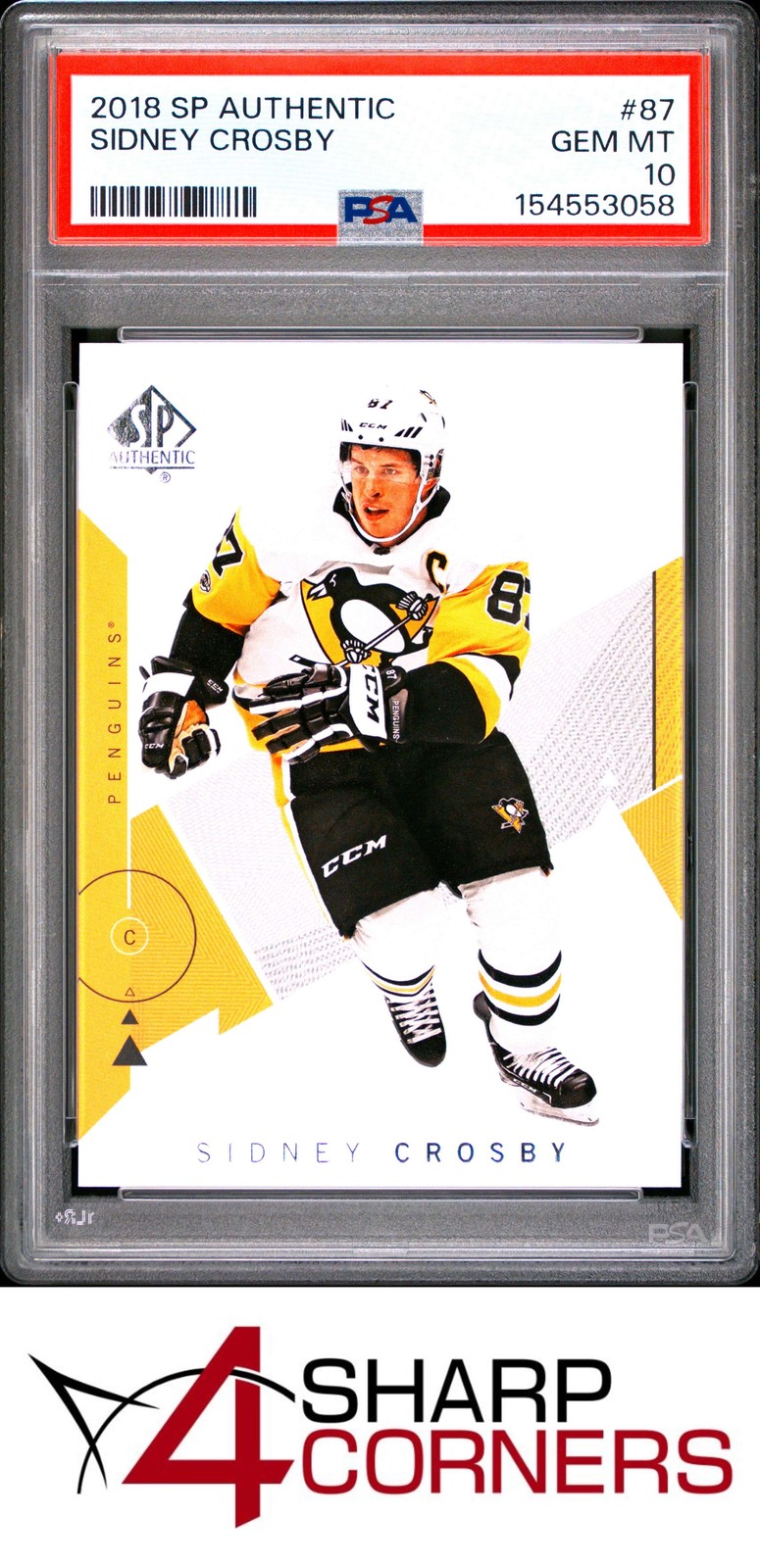2018 SP AUTHENTIC #87 SIDNEY CROSBY POP 6 PSA 10