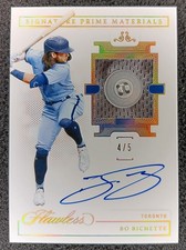 2021 Flawless Bo Bichette /5 Game Worn Button On Card Auto SSP Blue Jays 🔥🔥🔥