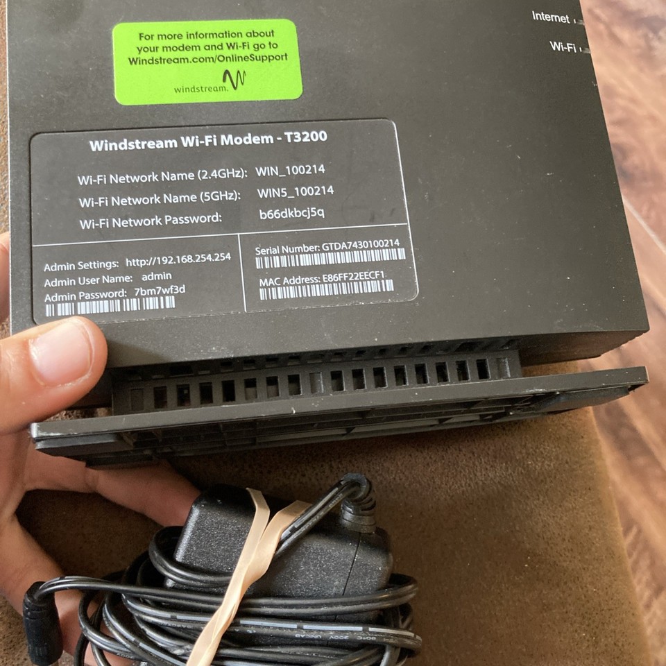 WINDSTREAM Actiontec Wi-Fi modem T3200 Bonded VDSL2 Wireless AC Gateway ...