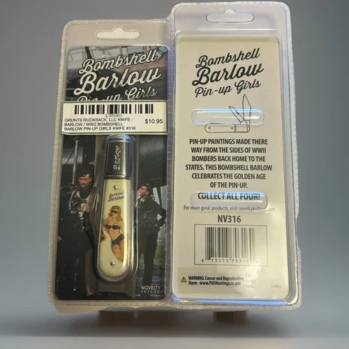 BOMBSHELL BARLOW KNIFE / WW2 PIN-UP GIRLS - 2 BLADE 3" NV316 (STAINLESS STEEL)
