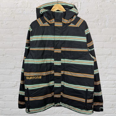 Burton Jacket Dryride Insulated Ski Snowboard Parka Black Striped Mens XL