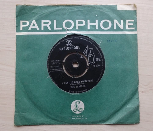 10 BEATLES vinyl UK 7" single 1963 1st pressing 'I WANT TO HOLD YOUR HAND' VG/VG